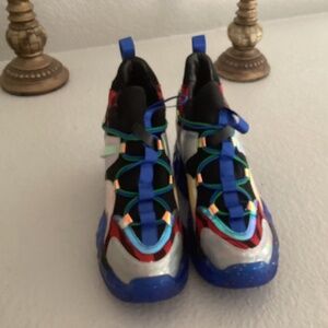 Anthony Wang Collection Banana 07 Sneakers, Size 10, Color Blue Multi (NEW)